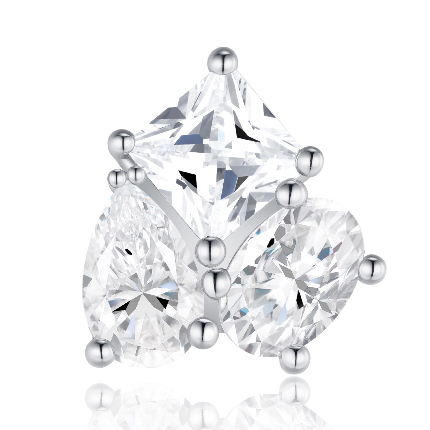 Trecuori Moissanite Cluster Stud Earrings in Sterling Silver