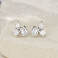 Mosaico Moissanite Cluster Stud Earrings in Sterling Silver