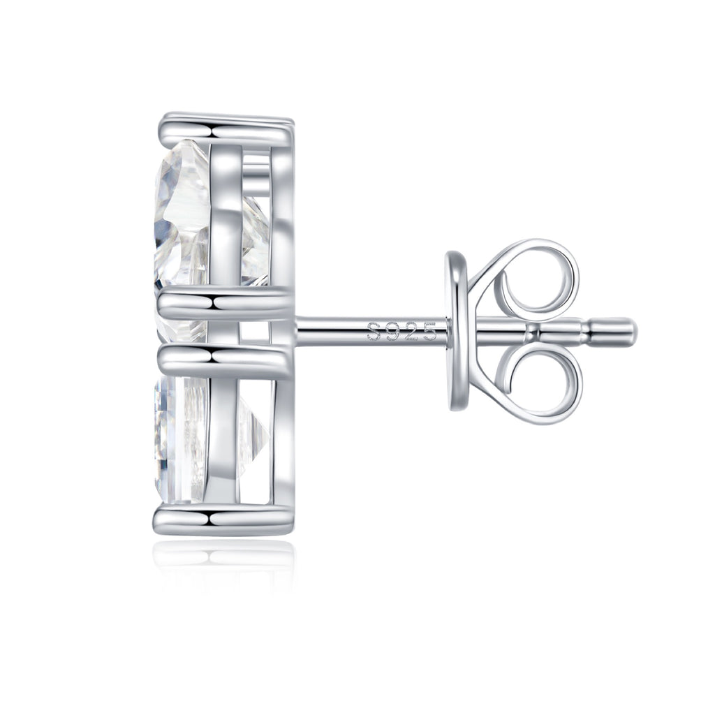 Cuoretto Moissanite Cluster Stud Earrings in Sterling Silver