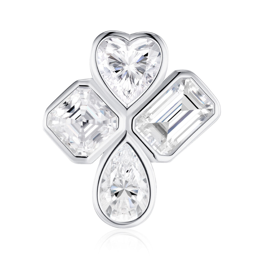 Quadricuore Moissanite Clover Stud Earrings in Sterling Silver