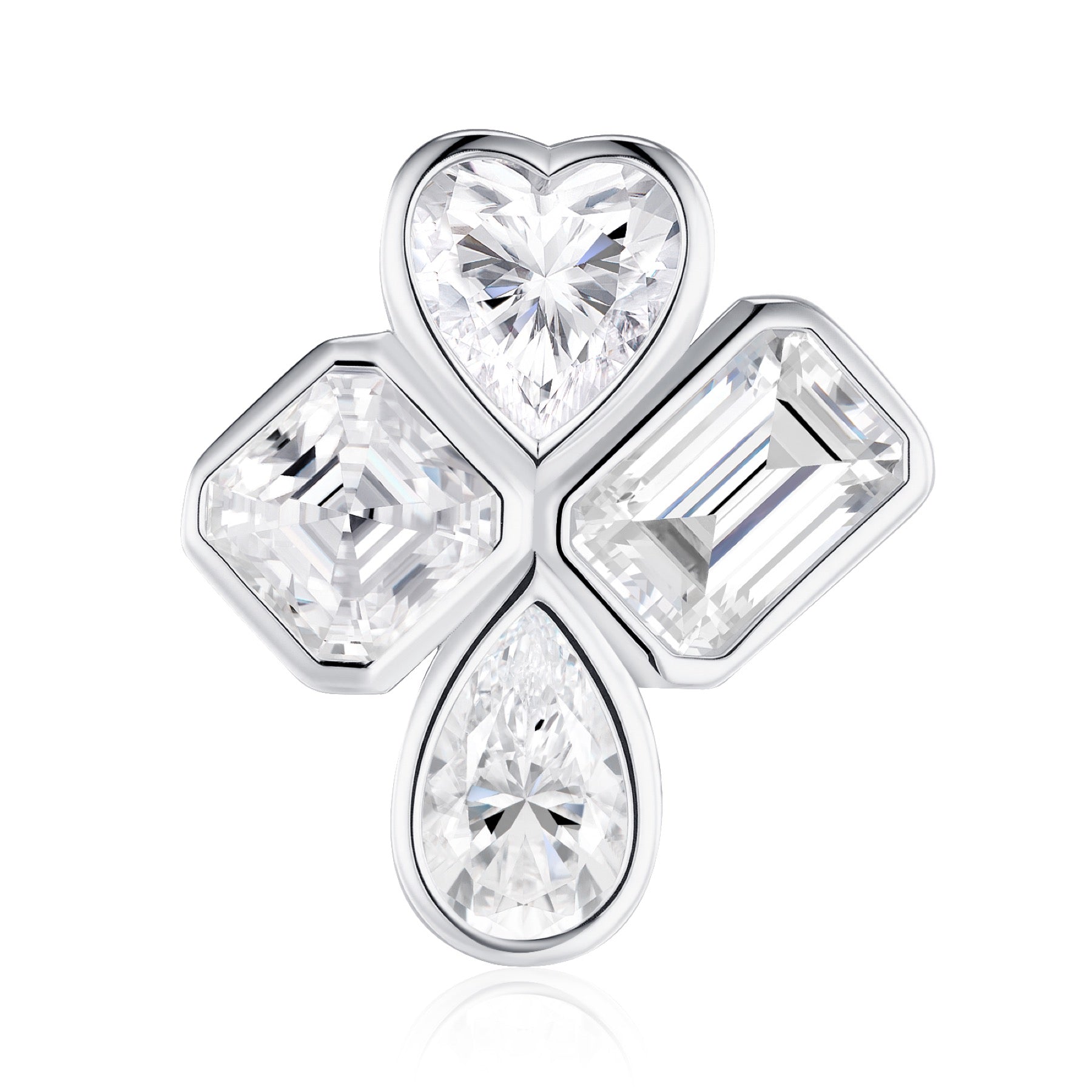 Quadricuore Moissanite Clover Stud Earrings in Sterling Silver