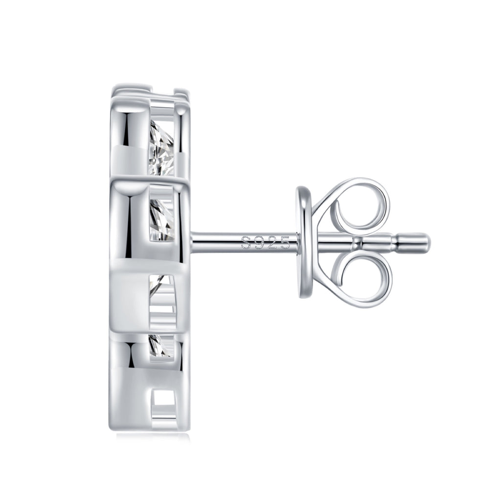 Quadricuore Moissanite Clover Stud Earrings in Sterling Silver