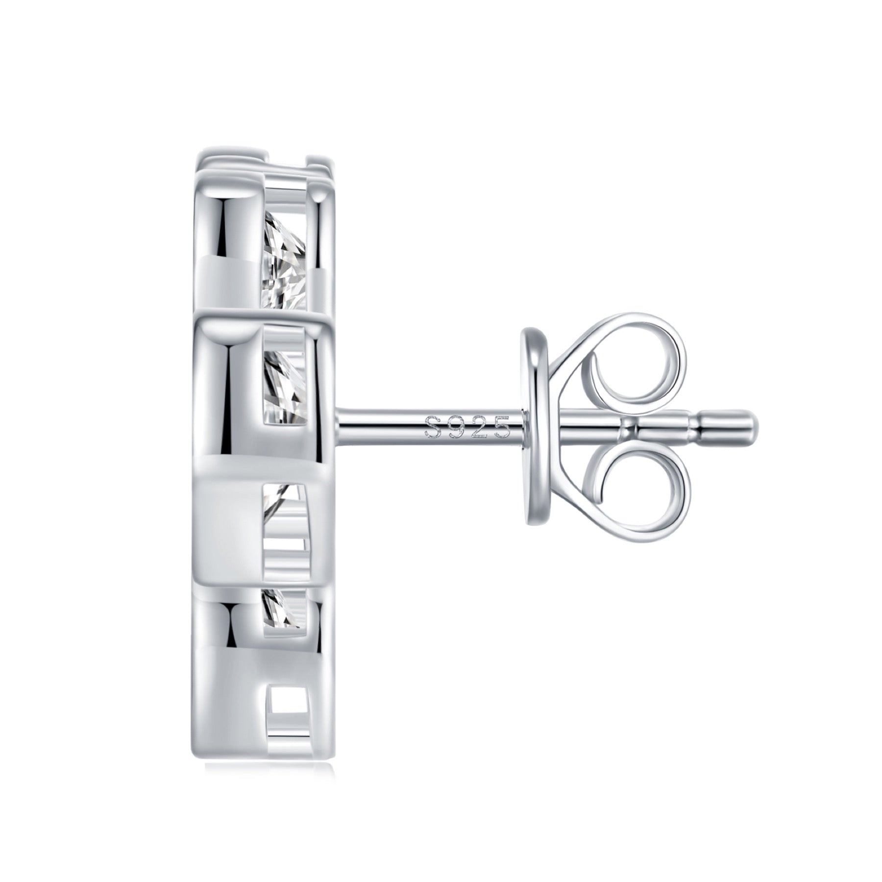 Quadricuore Moissanite Clover Stud Earrings in Sterling Silver
