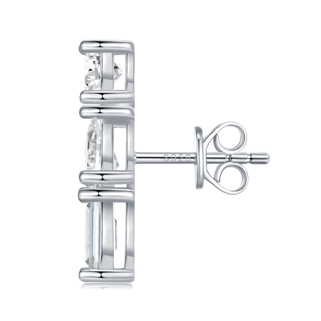 Colonnina Moissanite Drop Stud Earrings in Sterling Silver