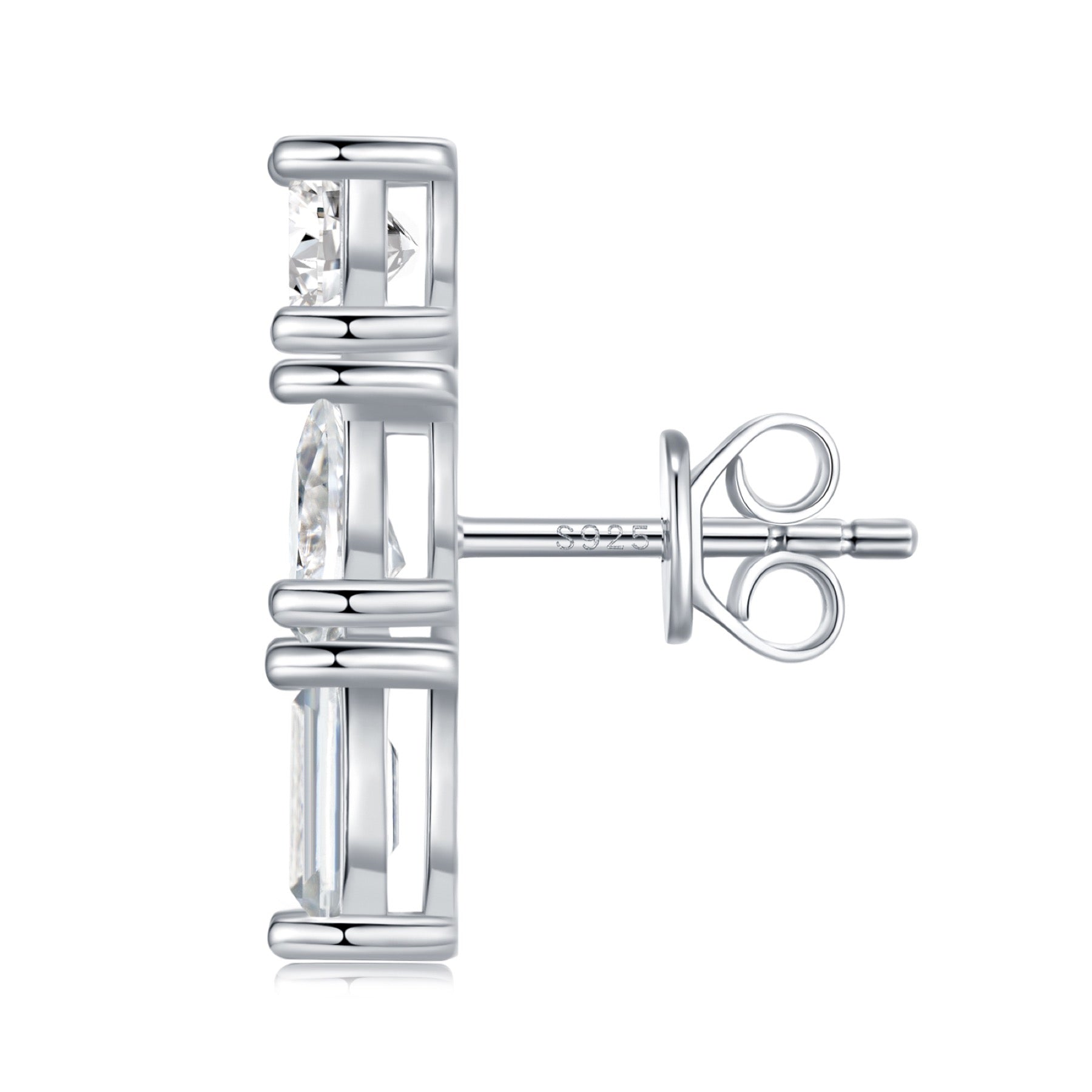 Colonnina Moissanite Drop Stud Earrings in Sterling Silver