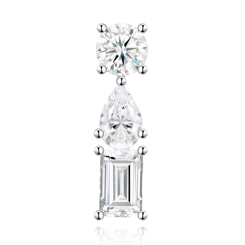 Colonnina Moissanite Drop Stud Earrings in Sterling Silver