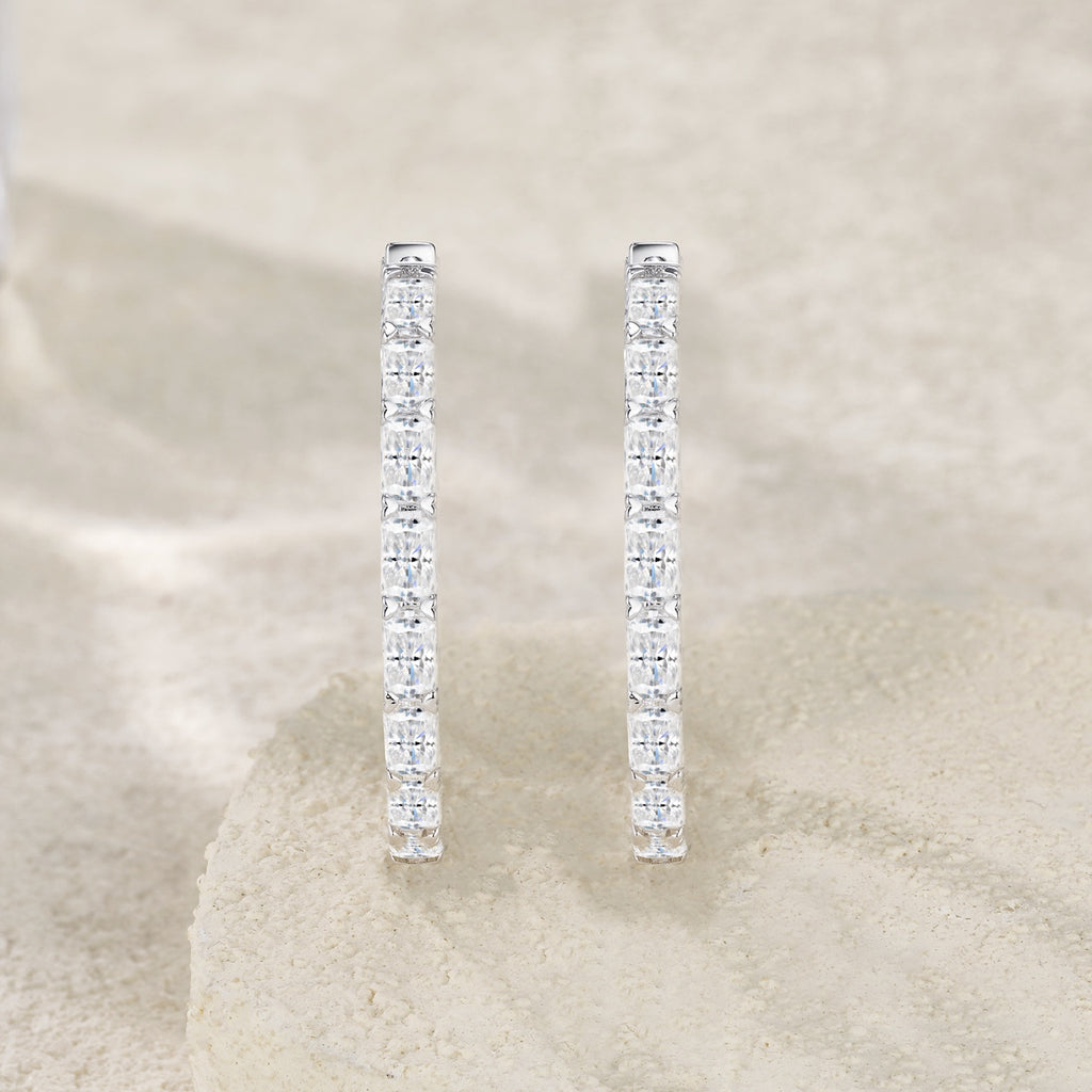 Imperiale Moissanite Hoop Earrings in Sterling Silver