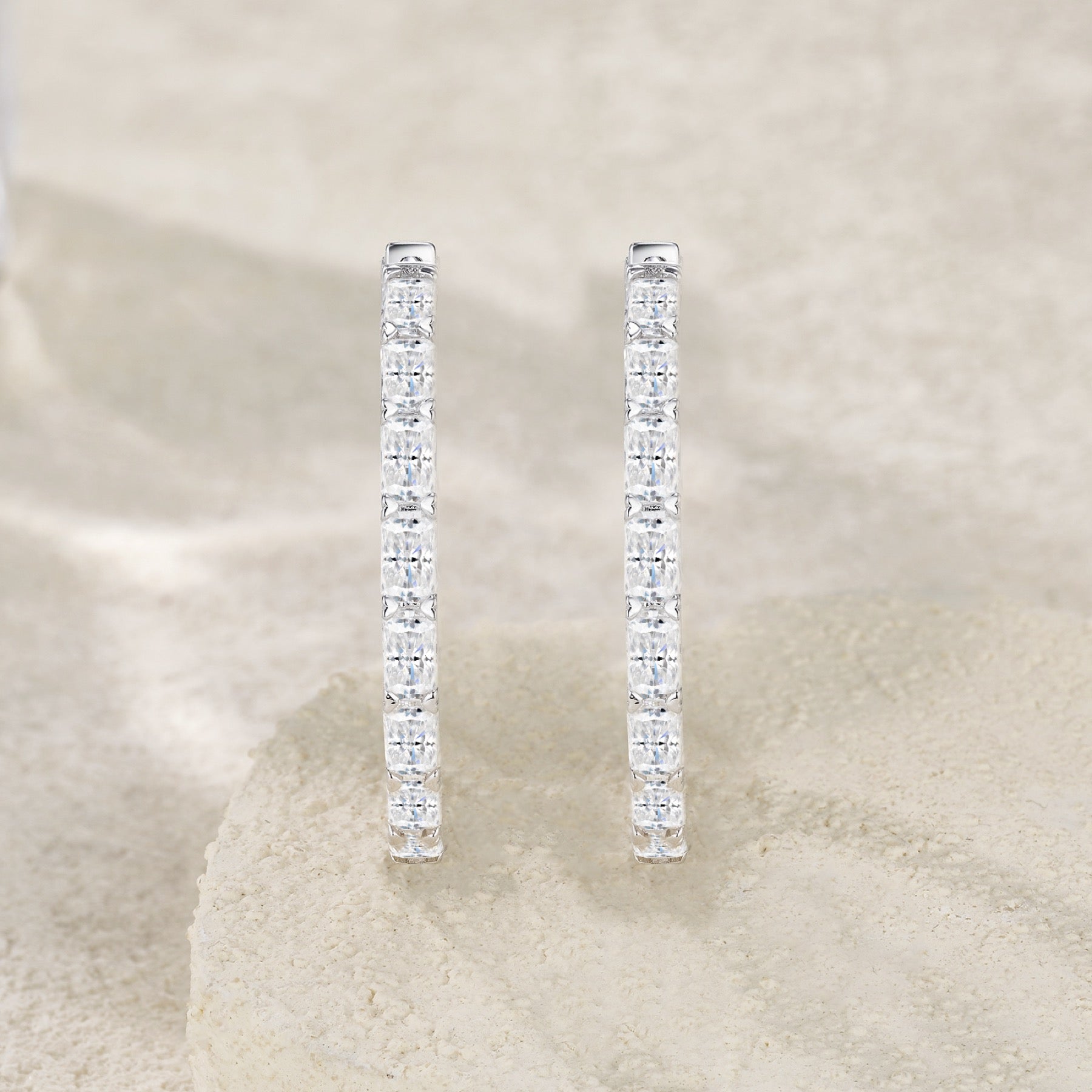 Imperiale Moissanite Hoop Earrings in Sterling Silver