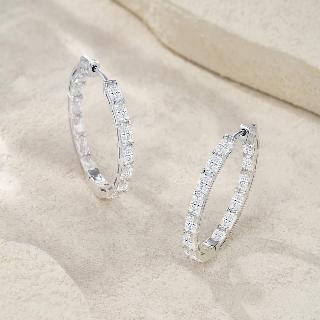 Imperiale Moissanite Hoop Earrings in Sterling Silver