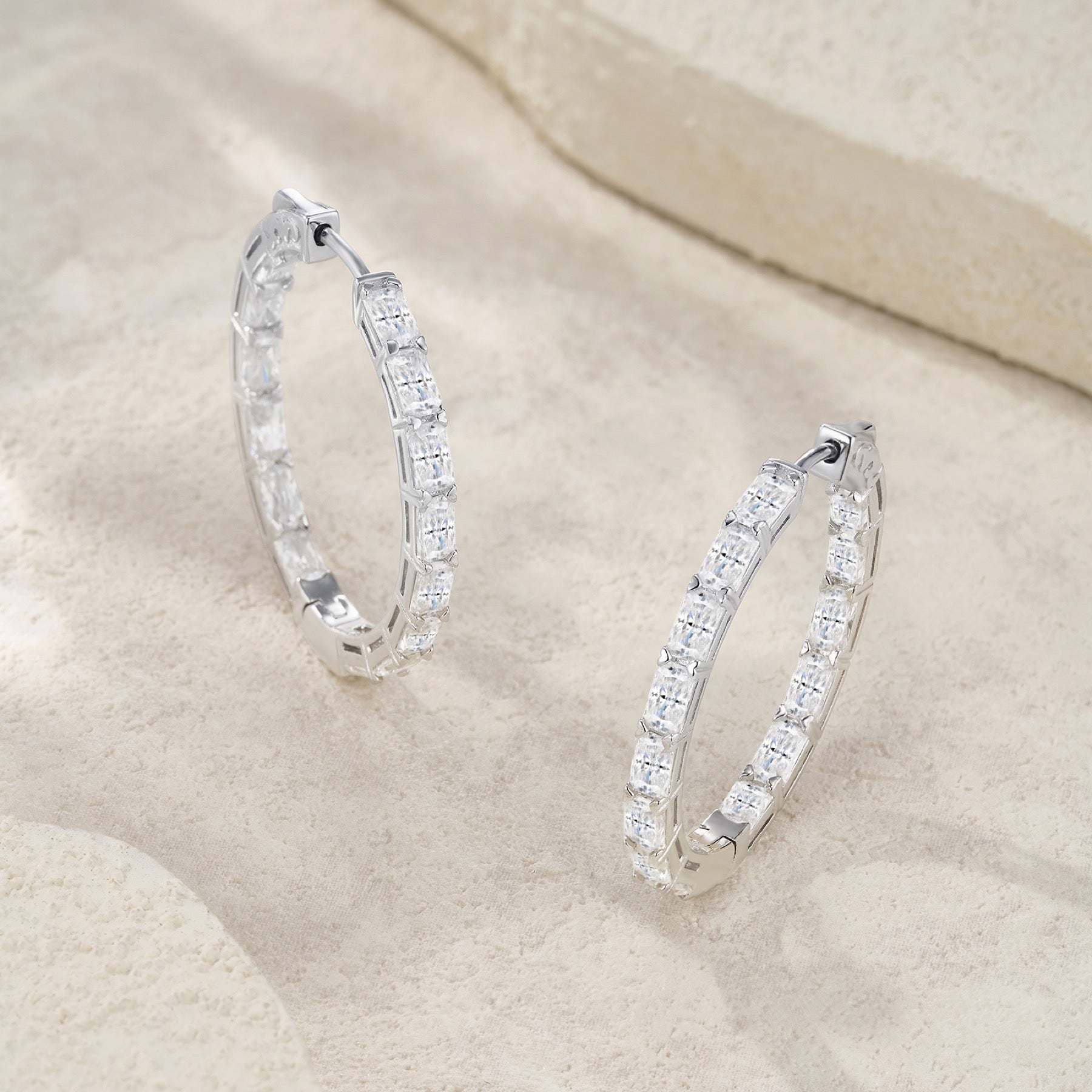 Imperiale Moissanite Hoop Earrings in Sterling Silver