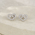 Intreccio Moissanite Heart Stud Earrings in Sterling Silver