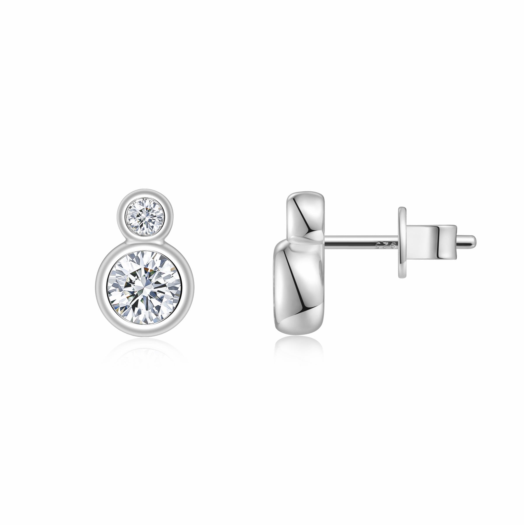 Coppia Moissanite Stud Earrings in Sterling Silver
