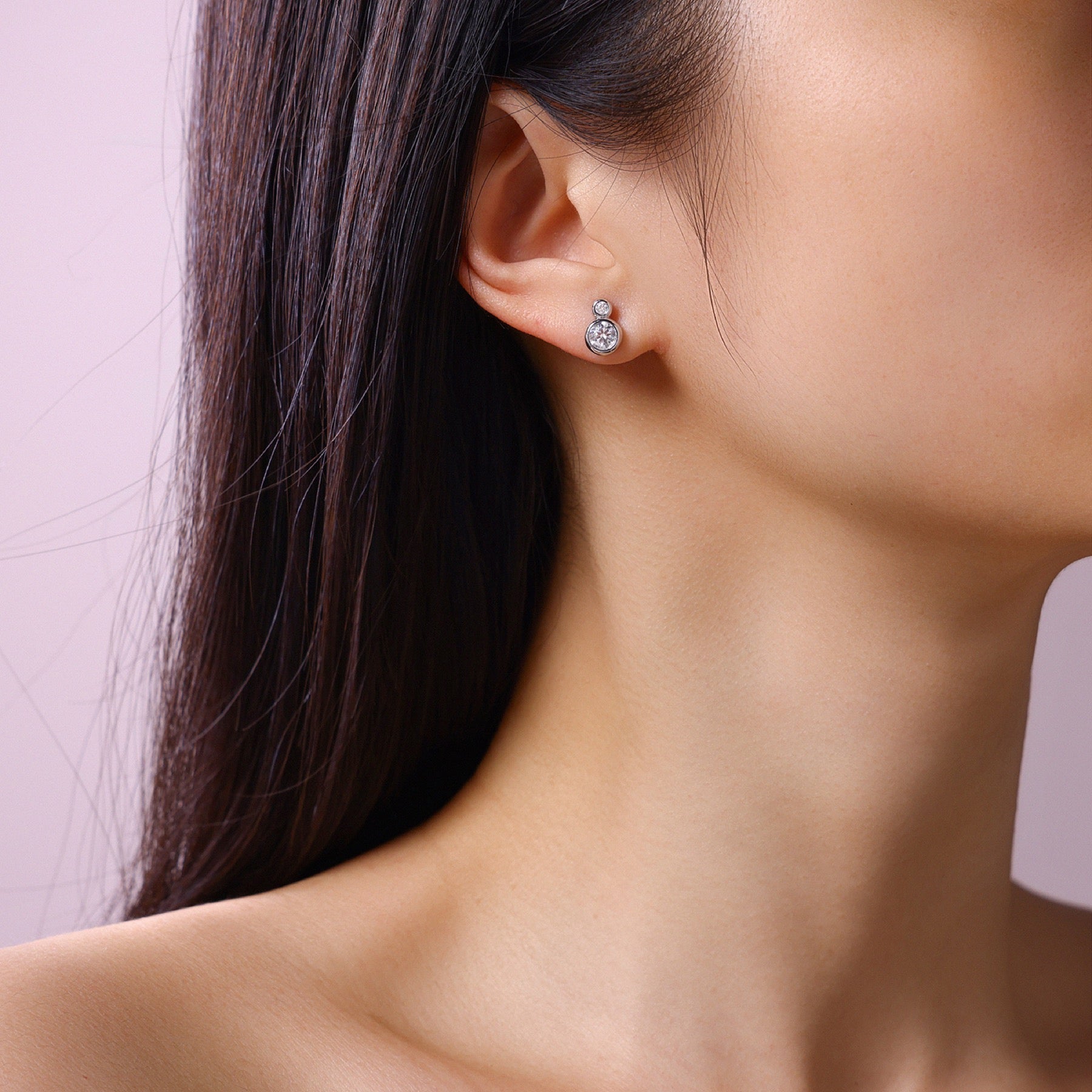 Coppia Moissanite Stud Earrings in Sterling Silver