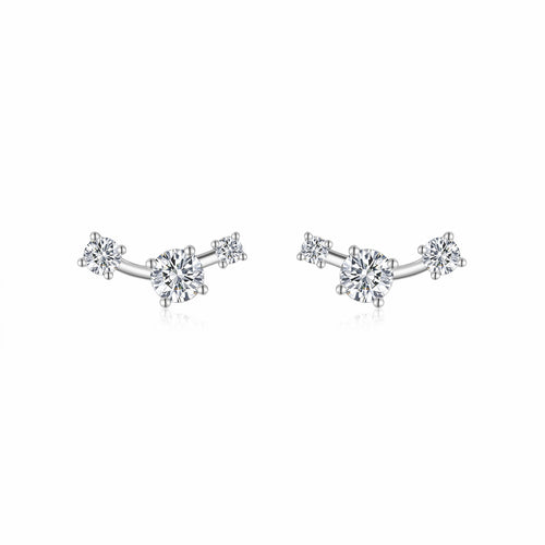 Ascesa Moissanite Climber Stud Earrings in Sterling Silver