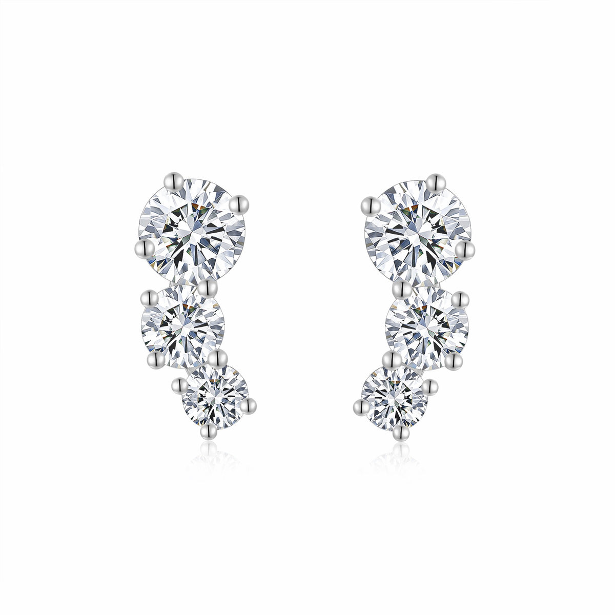 Arcata Moissanite Climber Stud Earrings in Sterling Silver