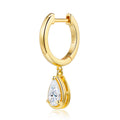 Pergola Pear-Cut Moissanite Drop Huggie Hoop Earrings in Gold-Tone Sterling Silver