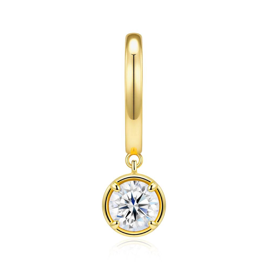 Rotonda Moissanite Drop Huggie Hoop Earrings in Gold-Tone Sterling Silver