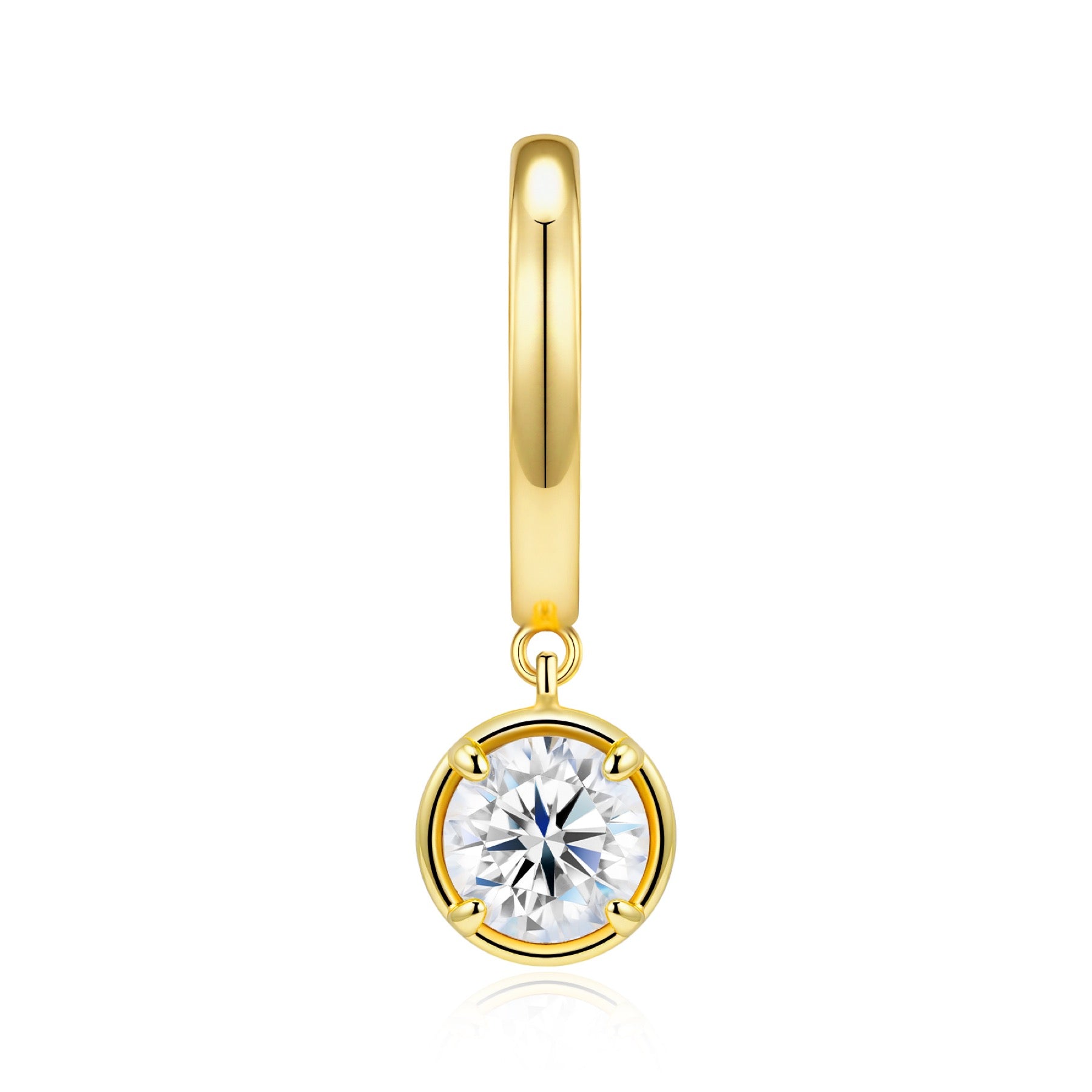 Rotonda Moissanite Drop Huggie Hoop Earrings in Gold-Tone Sterling Silver