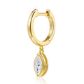 Occhiello Marquise-Cut Moissanite Drop Huggie Hoop Earrings in Gold-Tone Sterling Silver