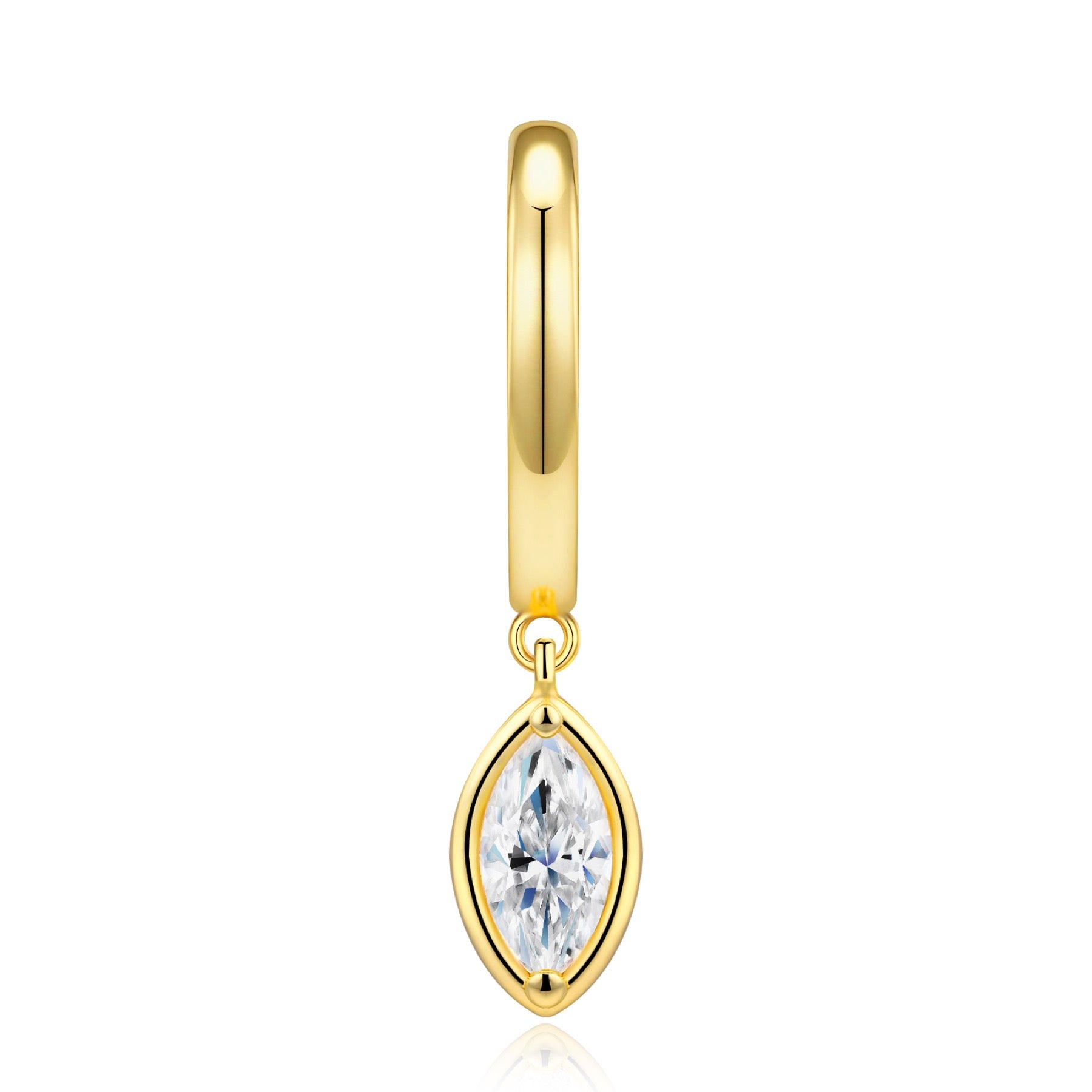 Occhiello Marquise-Cut Moissanite Drop Huggie Hoop Earrings in Gold-Tone Sterling Silver