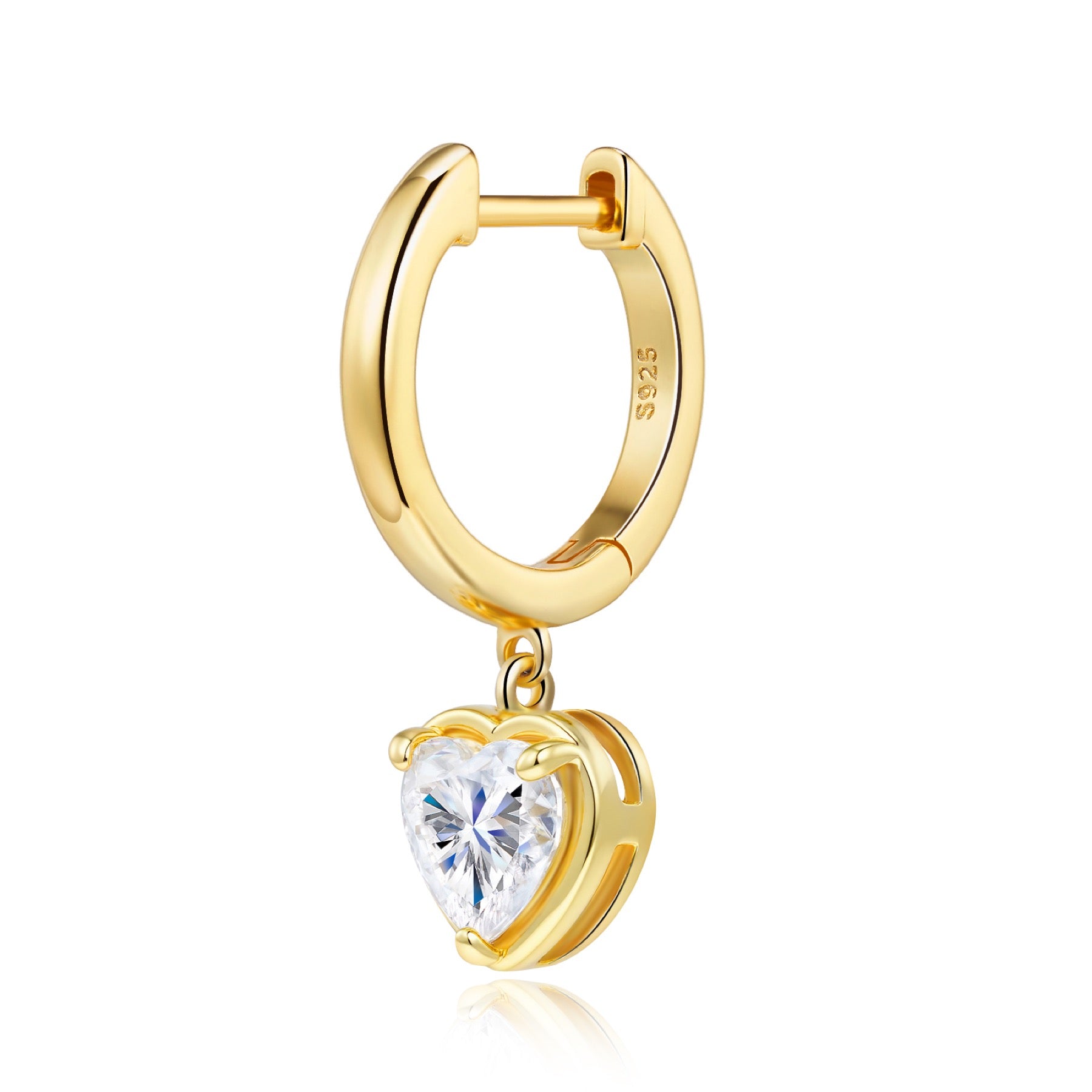 Cuorino Heart-Cut Moissanite Drop Huggie Hoop Earrings in Gold-Tone Sterling Silver