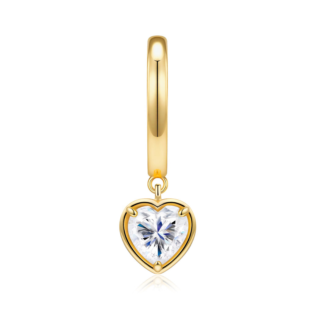 Cuorino Heart-Cut Moissanite Drop Huggie Hoop Earrings in Gold-Tone Sterling Silver