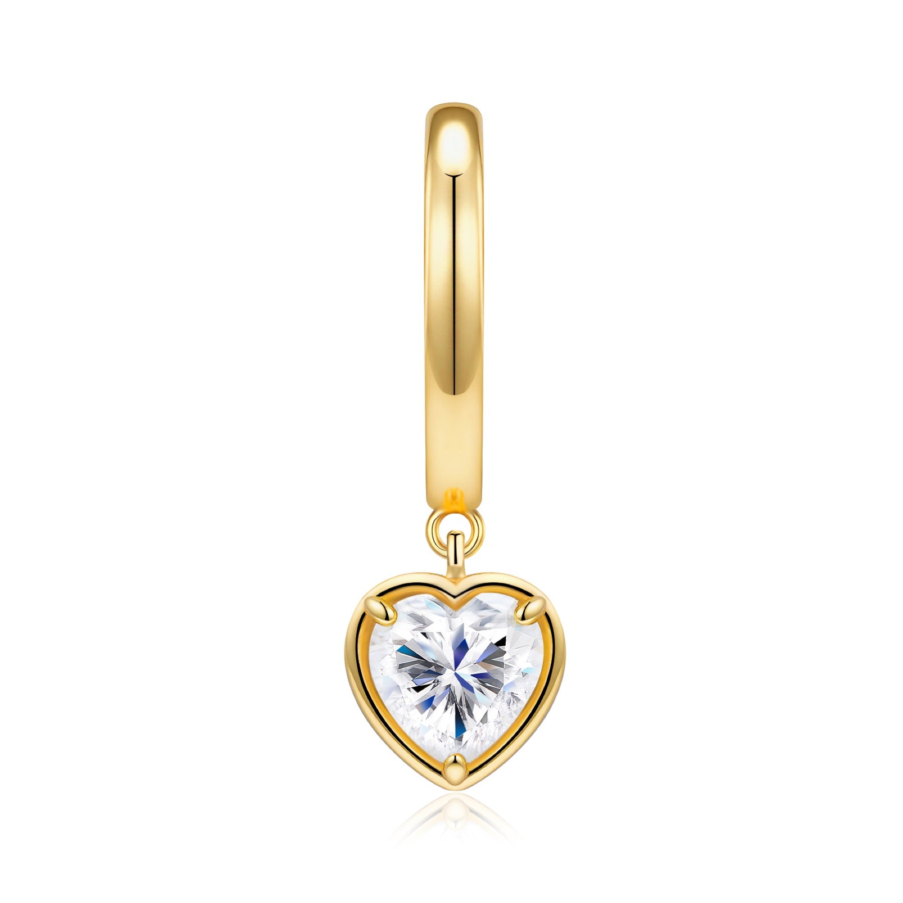 Cuorino Heart-Cut Moissanite Drop Huggie Hoop Earrings in Gold-Tone Sterling Silver