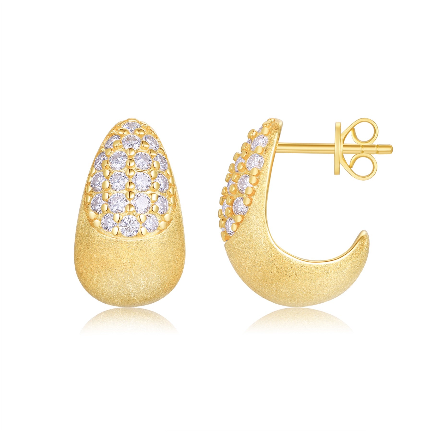 Duna Moissanite Half-Hoop Stud Earrings in Gold-Tone Sterling Silver
