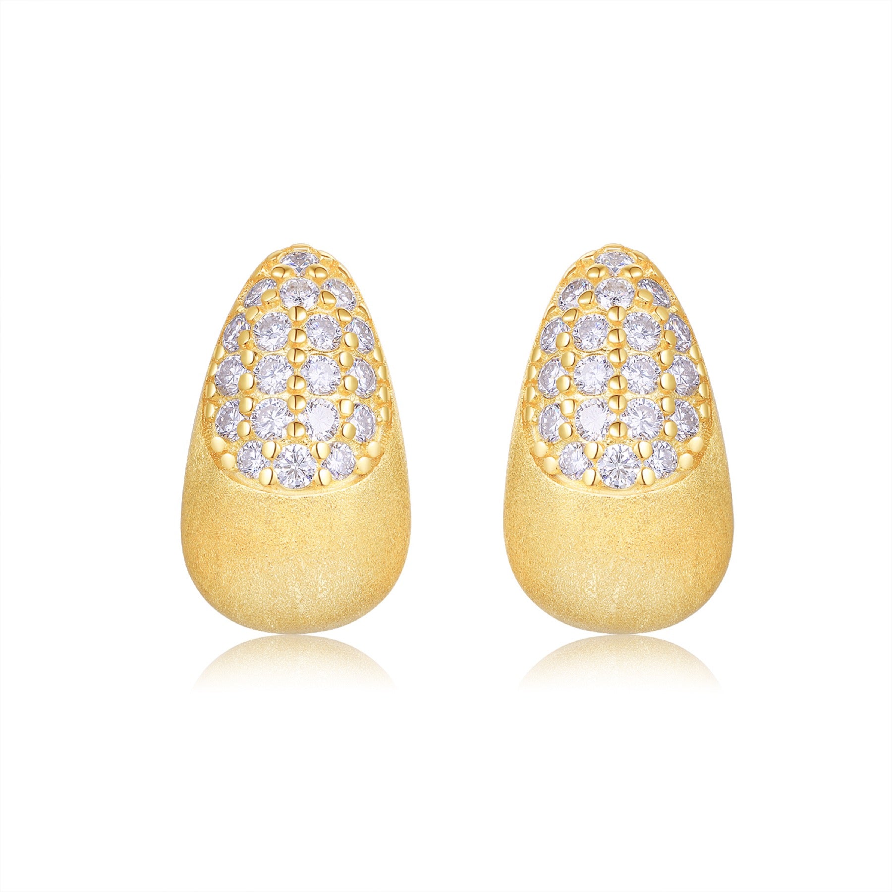 Duna Moissanite Half-Hoop Stud Earrings in Gold-Tone Sterling Silver