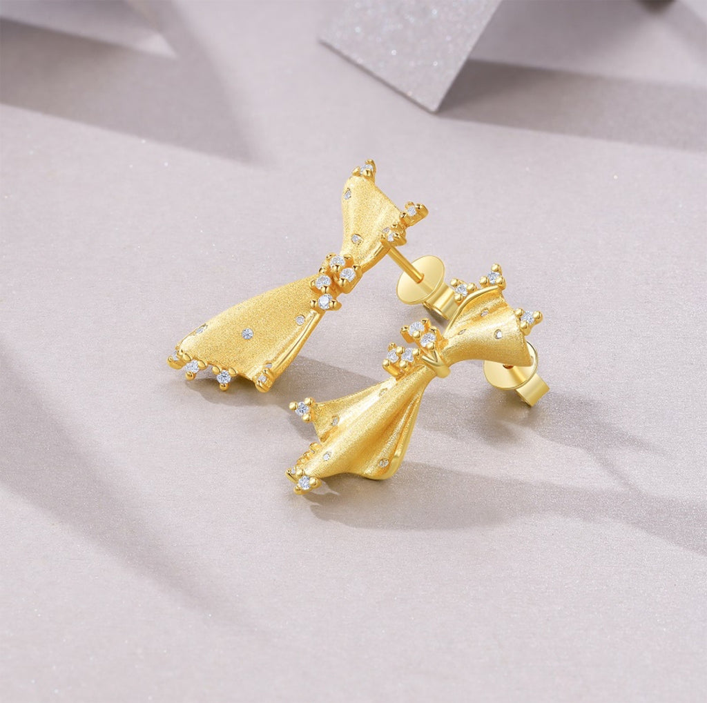 Nodo Moissanite Bow Stud Earrings in Gold-Tone Sterling Silver