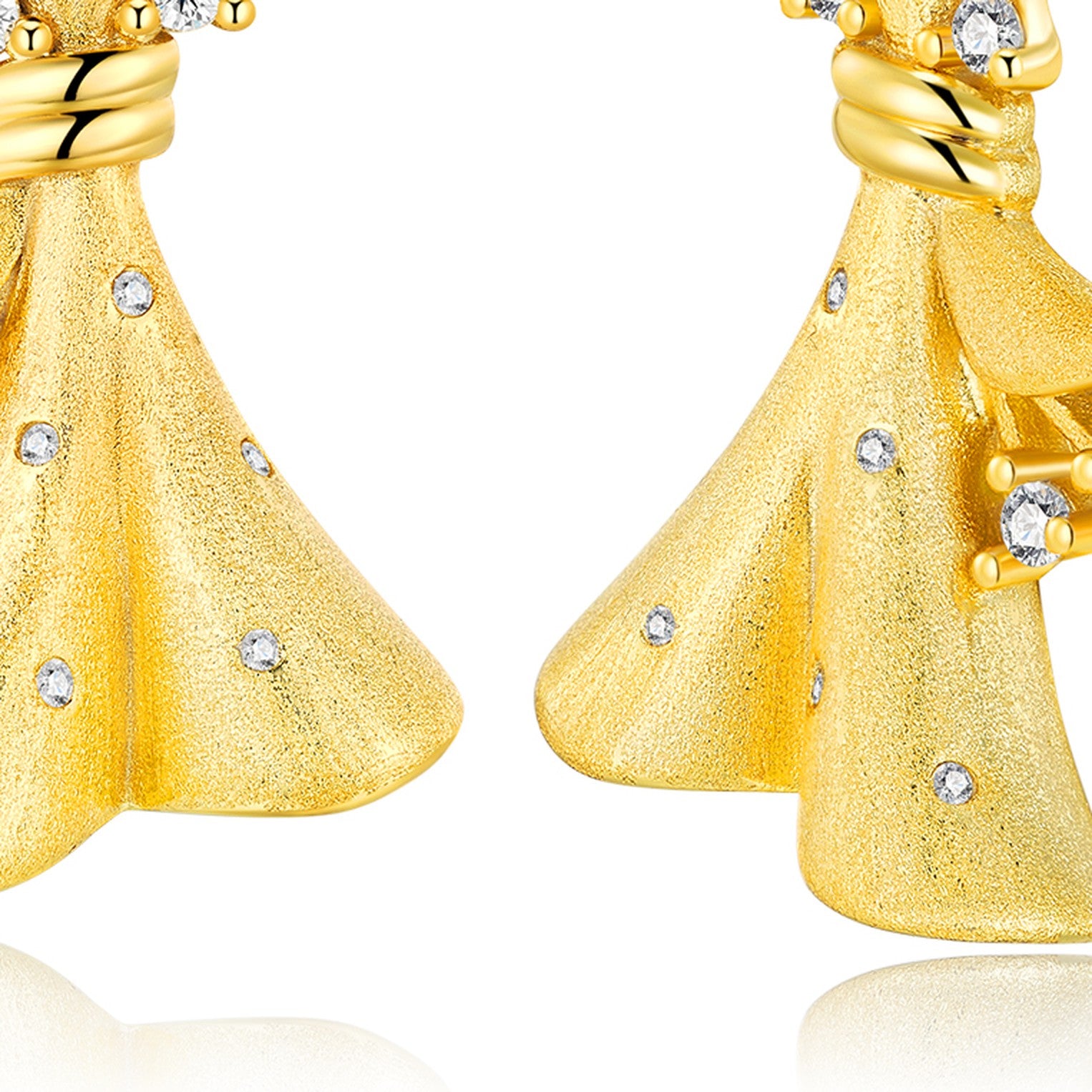 Drappo Moissanite Bow Drop Earrings in Gold-Tone Sterling Silver — detail