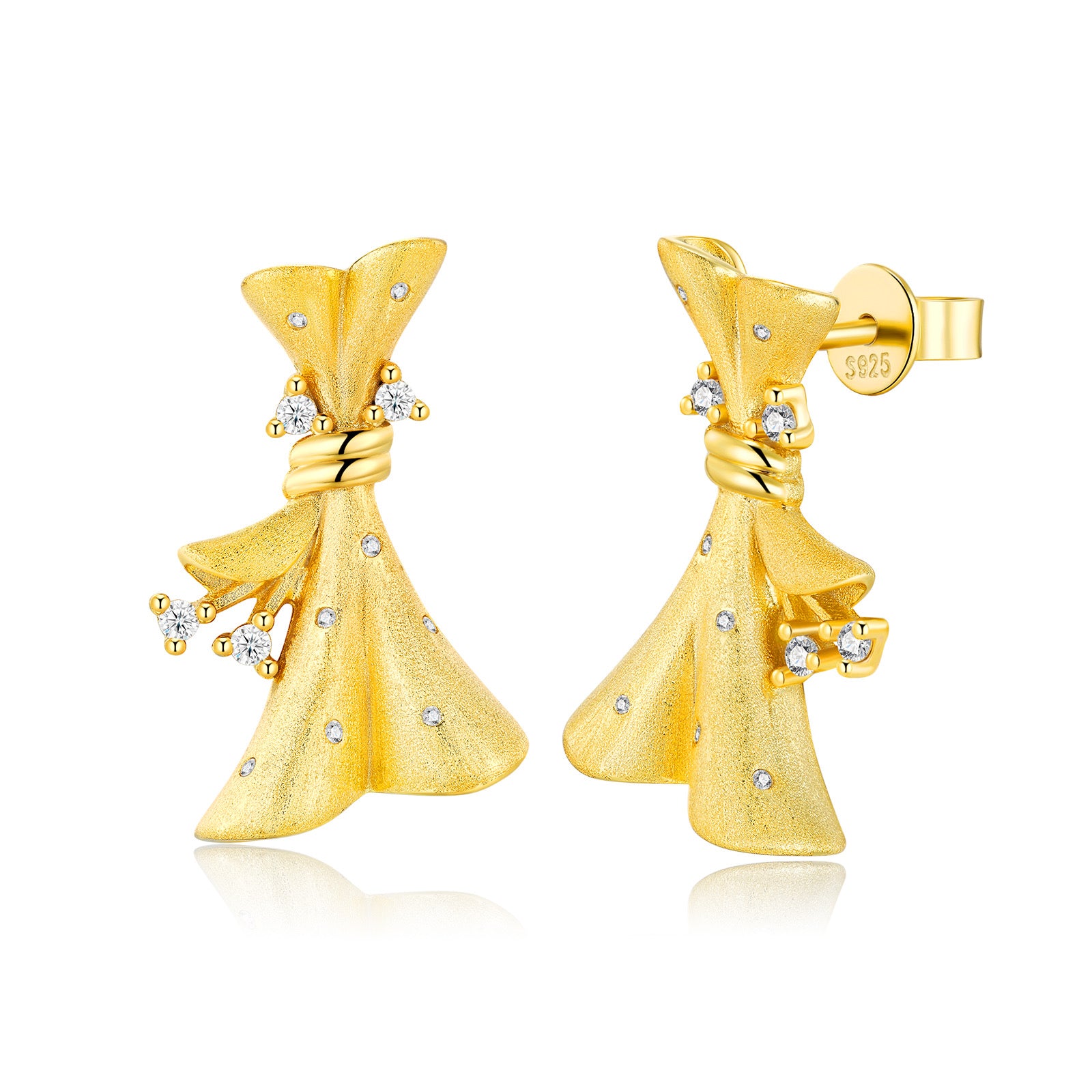 Drappo Moissanite Bow Drop Earrings in Gold-Tone Sterling Silver