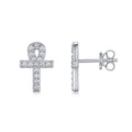 Anka Moissanite Ankh Stud Earrings in Sterling Silver