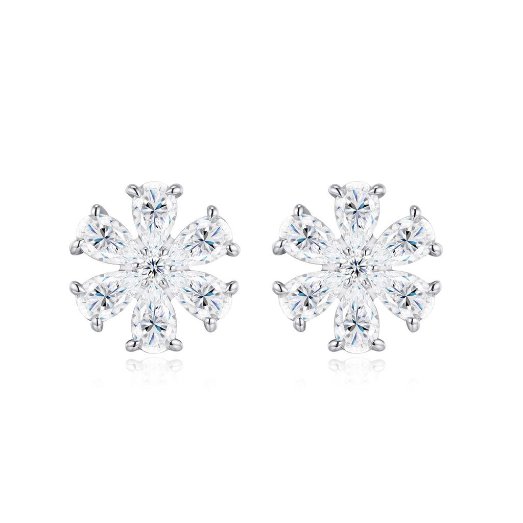 Margherita Moissanite Flower Stud Earrings in Sterling Silver