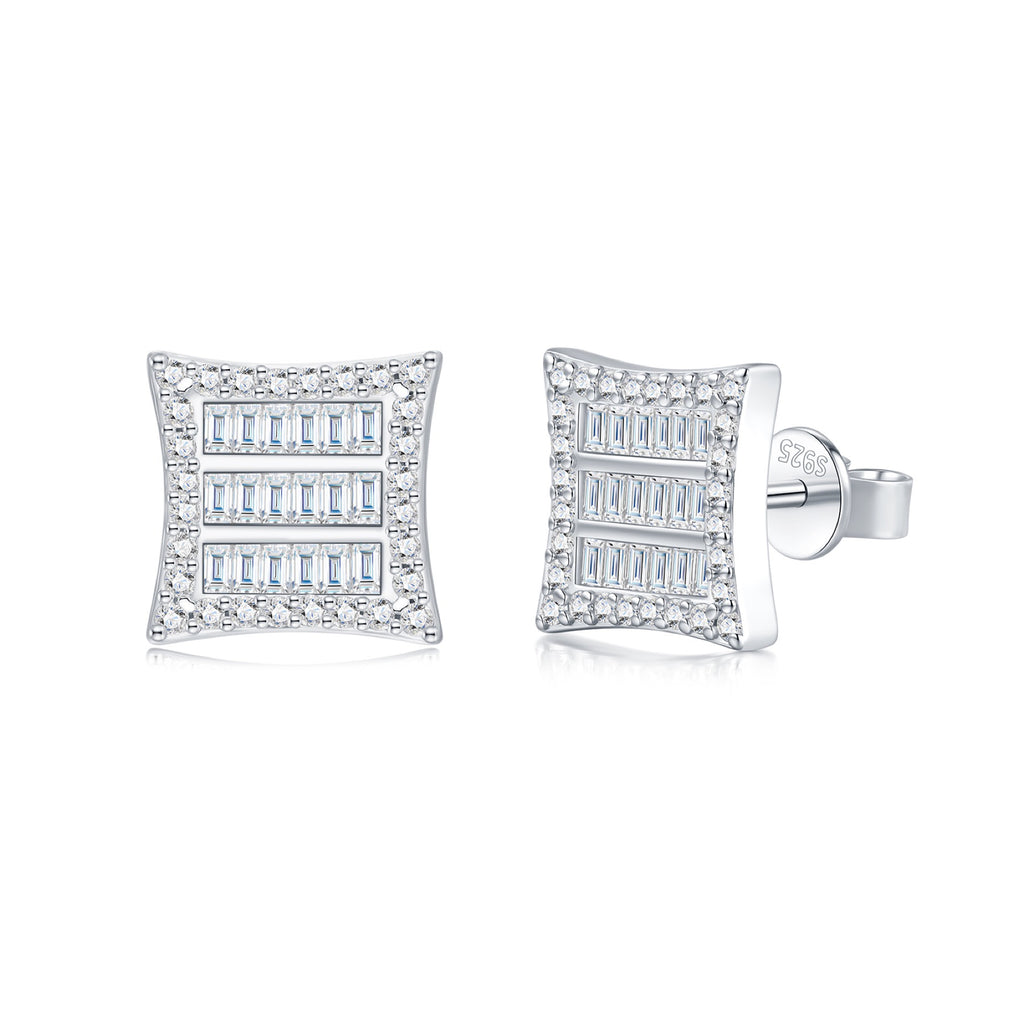 Lastra Moissanite Pavé Stud Earrings in Sterling Silver
