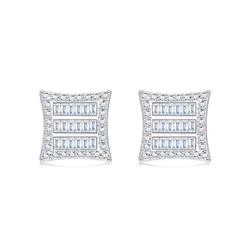 Lastra Moissanite Pavé Stud Earrings in Sterling Silver