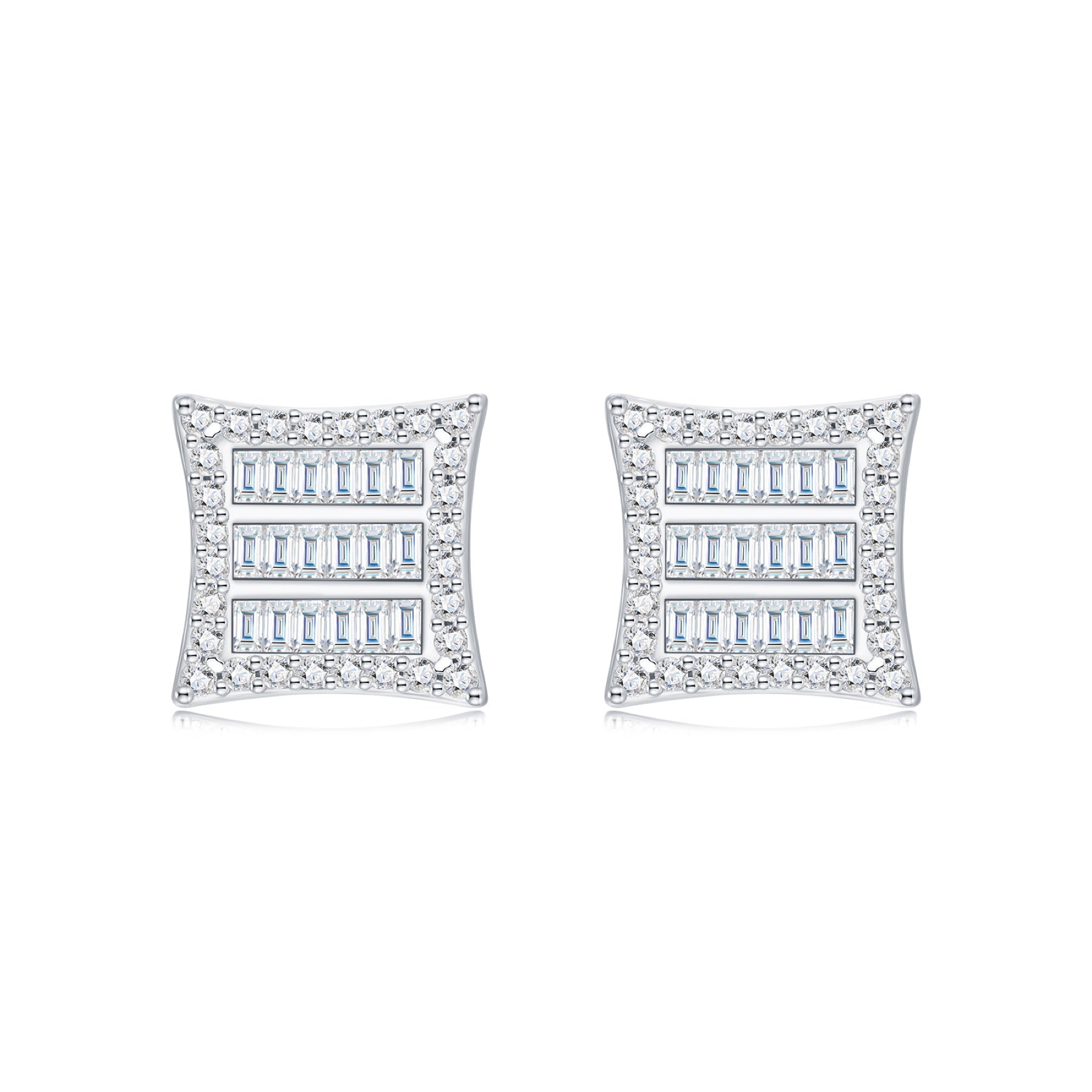 Lastra Moissanite Pavé Stud Earrings in Sterling Silver