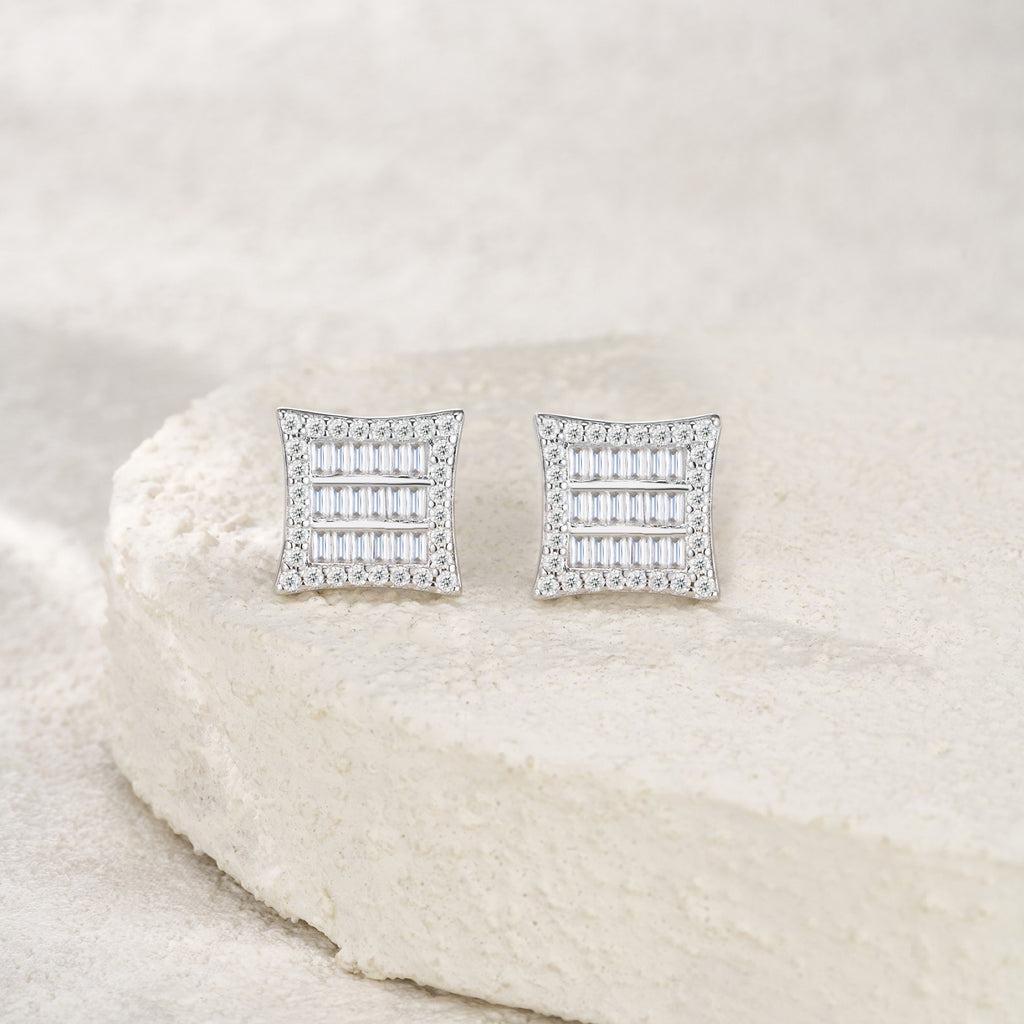Lastra Moissanite Pavé Stud Earrings in Sterling Silver