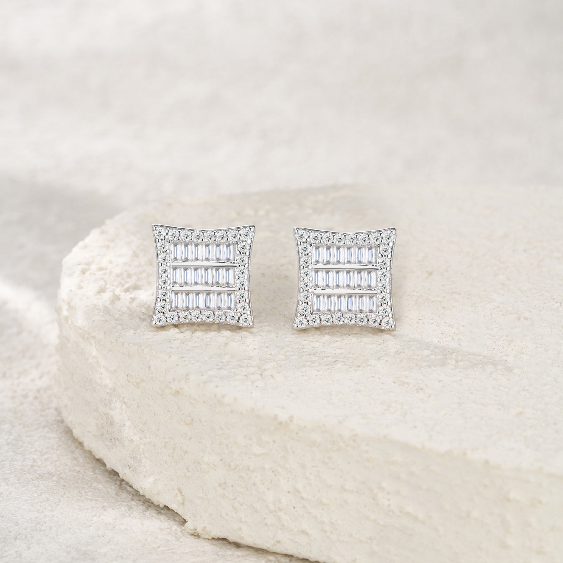 Lastra Moissanite Pavé Stud Earrings in Sterling Silver