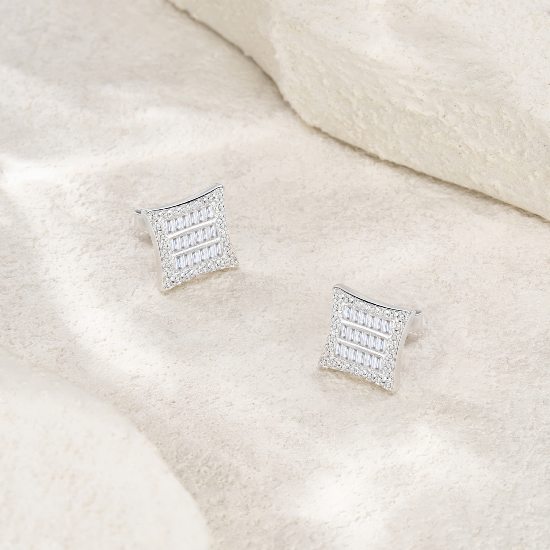 Lastra Moissanite Pavé Stud Earrings in Sterling Silver