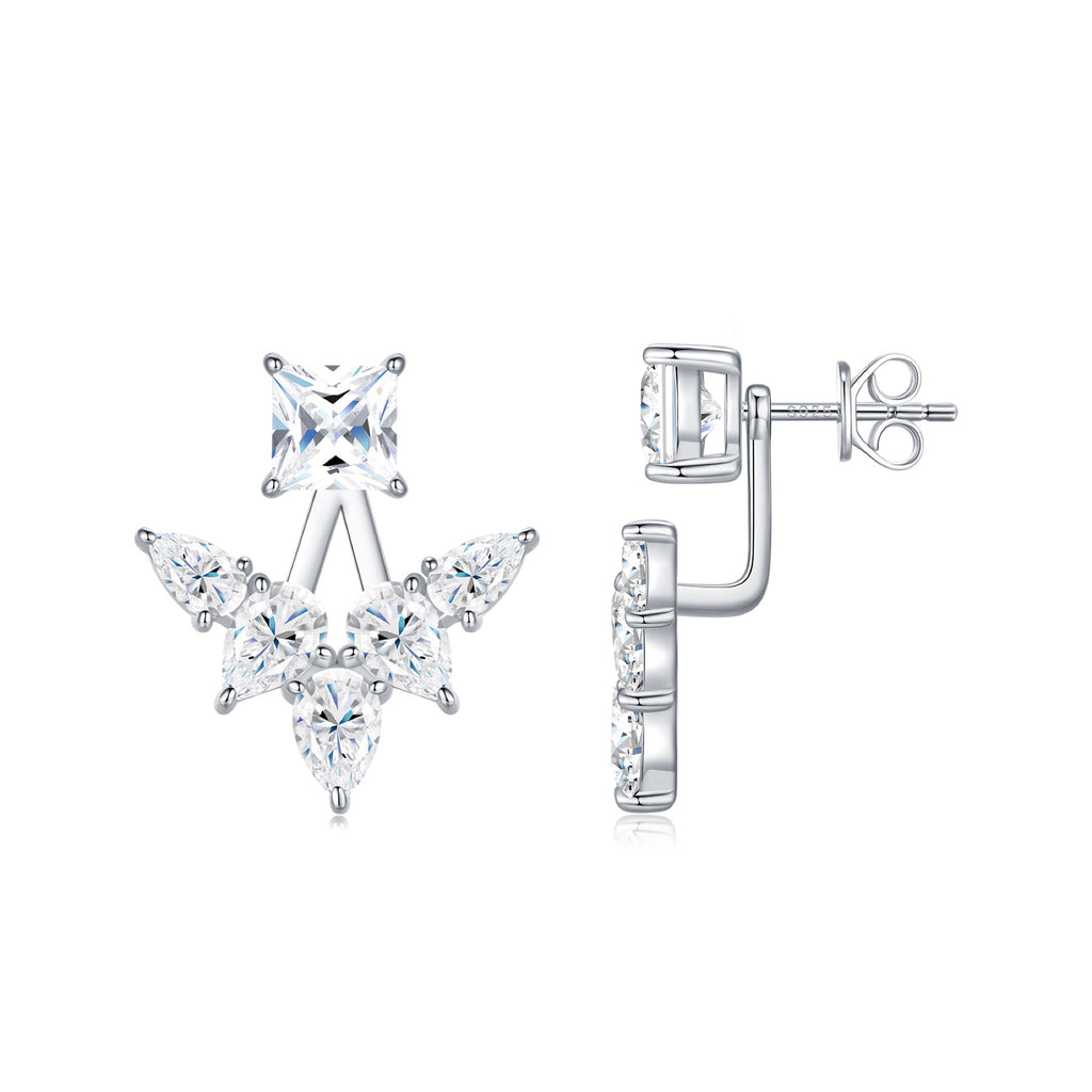 Astrale Moissanite Jacket Stud Earrings in Sterling Silver