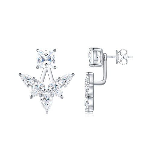 Astrale Moissanite Jacket Stud Earrings in Sterling Silver