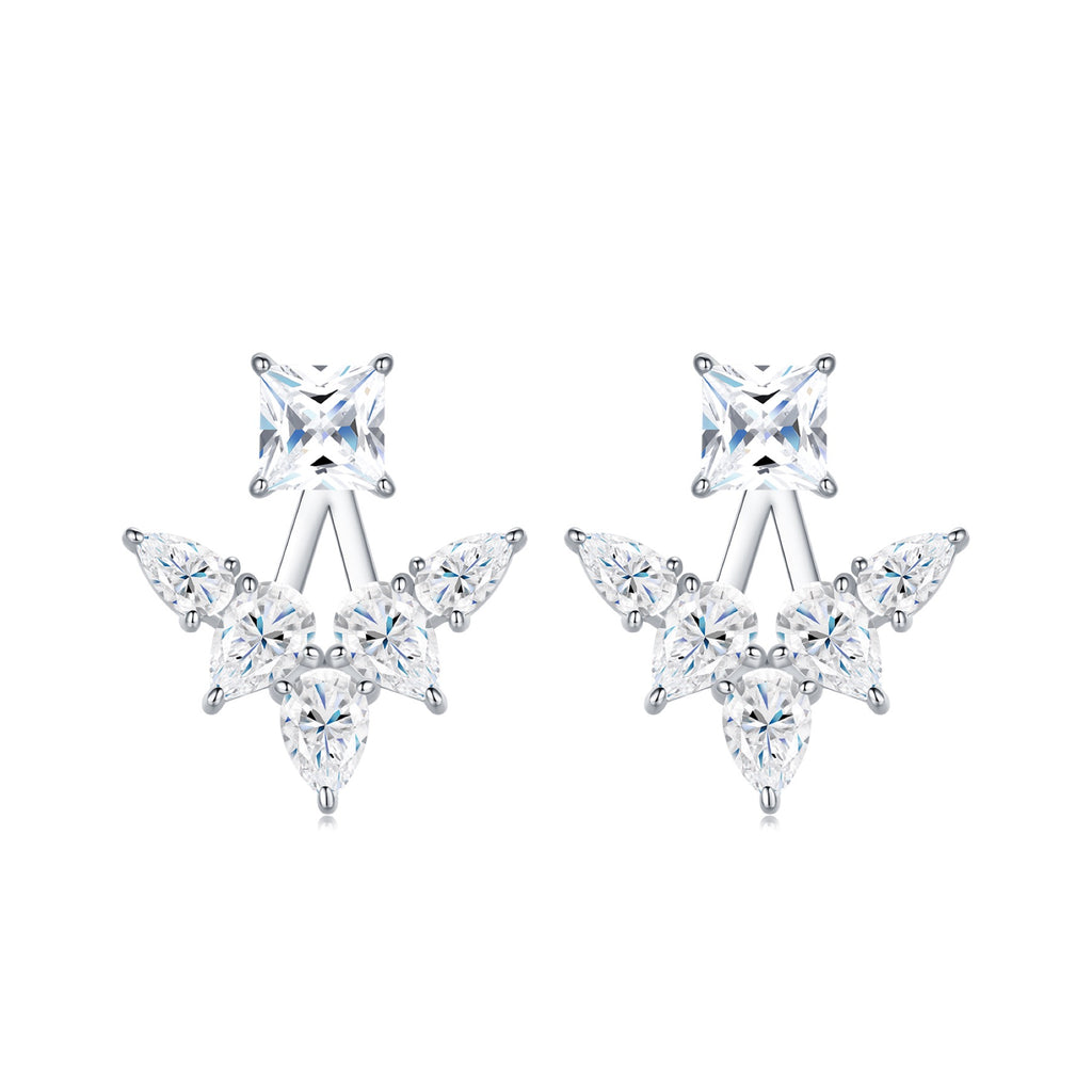 Astrale Moissanite Jacket Stud Earrings in Sterling Silver
