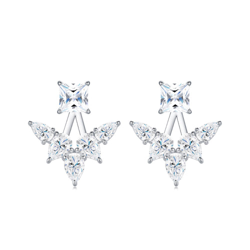 Astrale Moissanite Jacket Stud Earrings in Sterling Silver