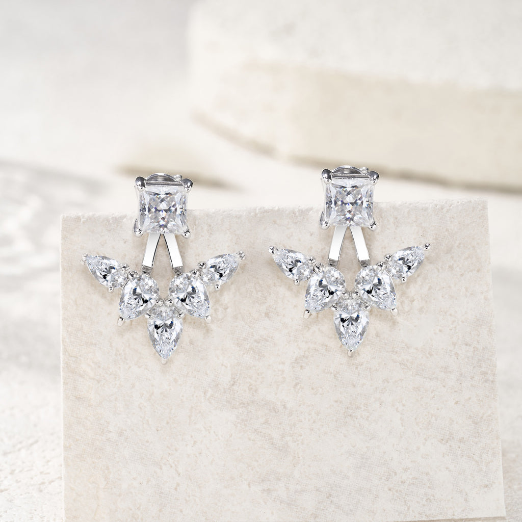 Astrale Moissanite Jacket Stud Earrings in Sterling Silver