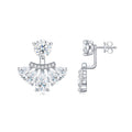 Ventaglio Moissanite Jacket Stud Earrings in Sterling Silver
