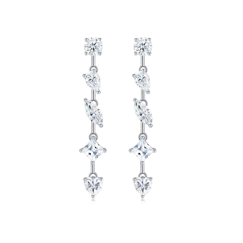 Filare Moissanite Climber Stud Earrings in Sterling Silver
