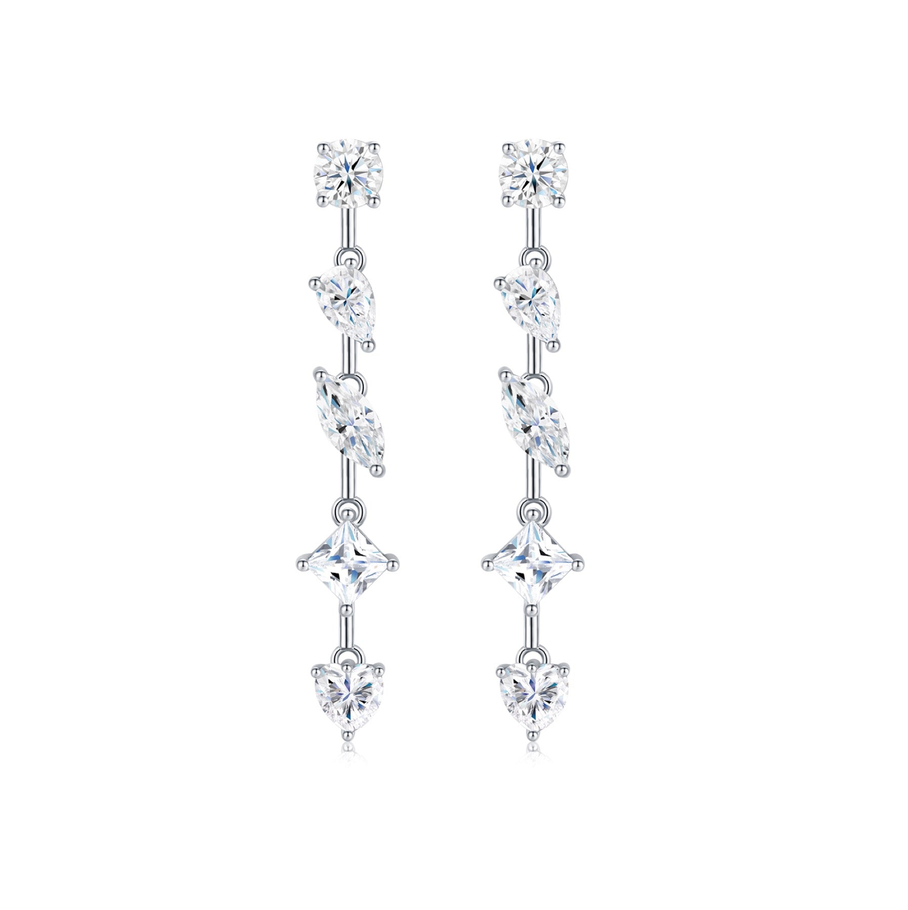 Filare Moissanite Climber Stud Earrings in Sterling Silver
