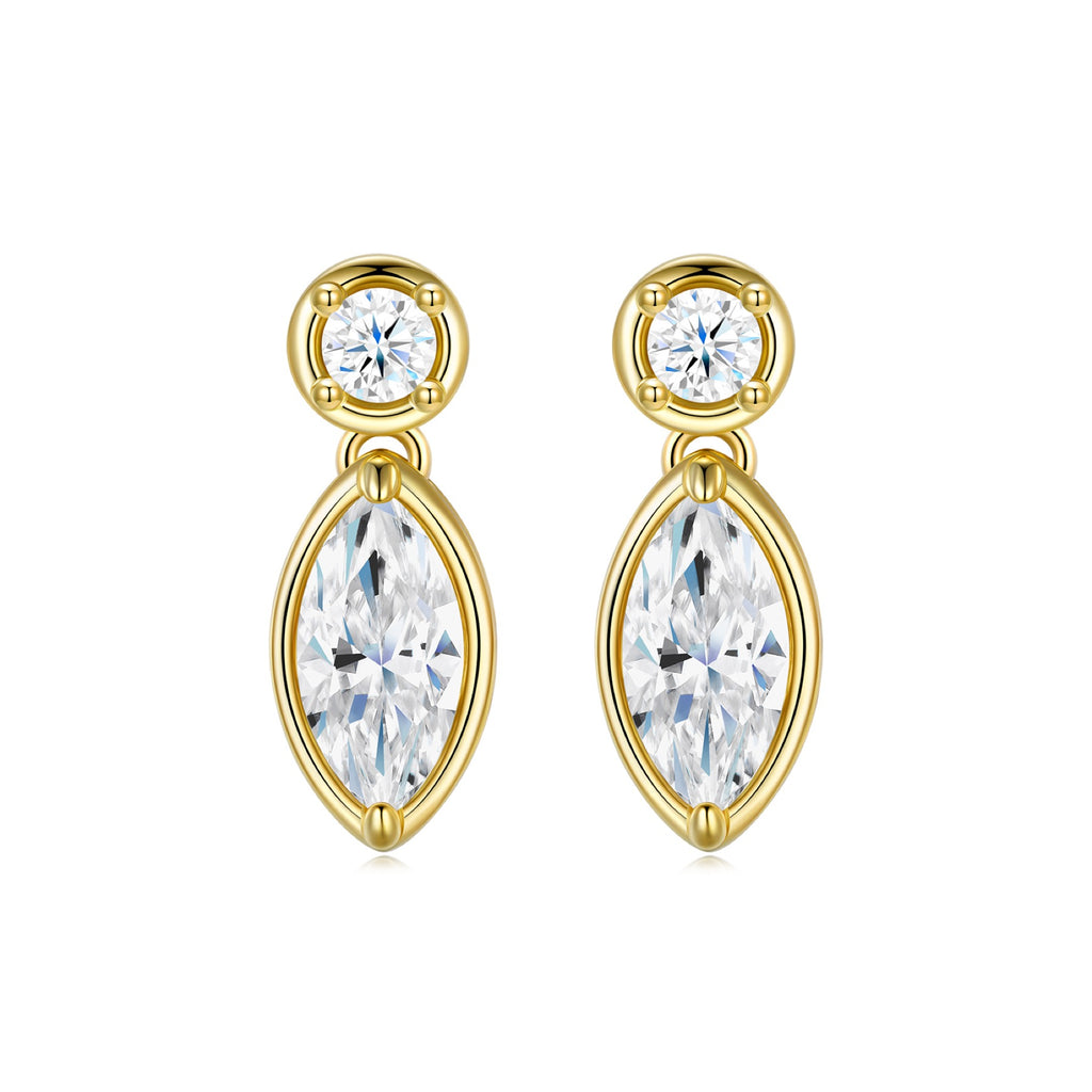 Lancia Marquise-Cut Moissanite Drop Huggie Hoop Earrings in Gold-Tone Sterling Silver