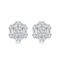Esagono Moissanite Halo Stud Earrings in Sterling Silver